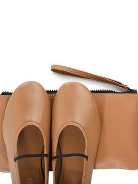 Seychelles Tan Mary Jane Flat with Black Strap Size 7.5 NWB